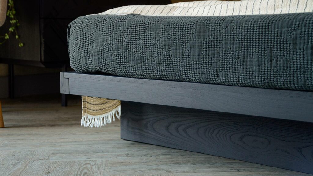 kyoto in black oiled ash leg and foot end detail