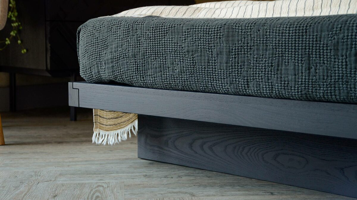 kyoto in black oiled ash leg and foot end detail
