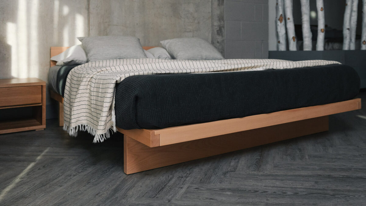 A beech wood Kyoto platform style Japanese look bed