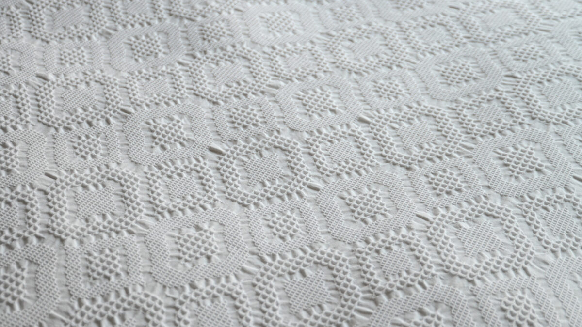 lace look waffle design duvet cover set shown close up