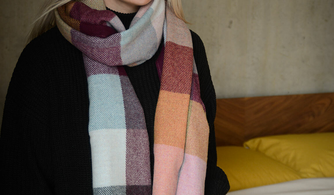 lambswool colour block scarf or wrap