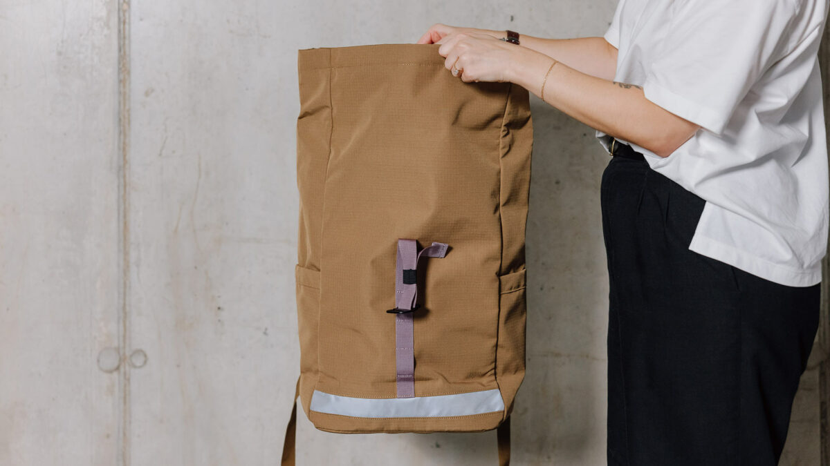 large roll top backpack open