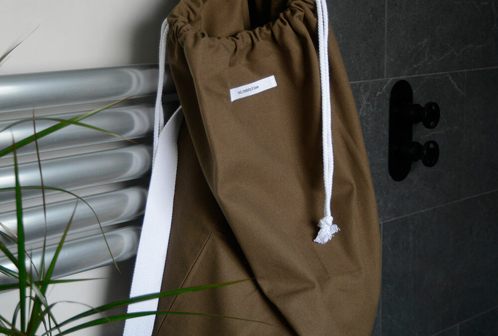 laundry bag in deep olive portrait