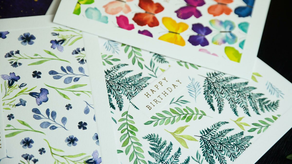 set of nature inspired pretty birthday cards