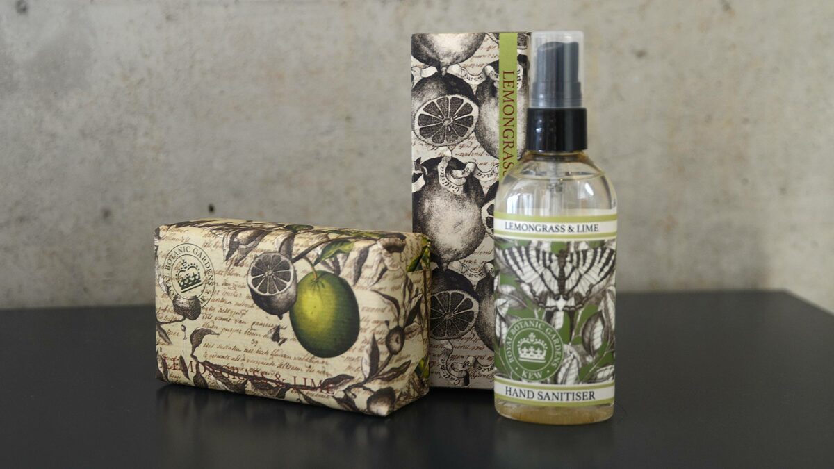 lemongrass and lime hand care set with sanitiser