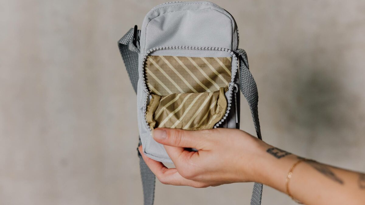 light grey mini crossbody bag
