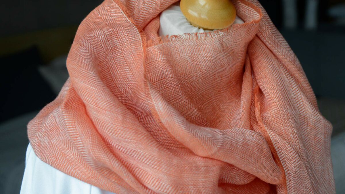 light linen scarf warm coral