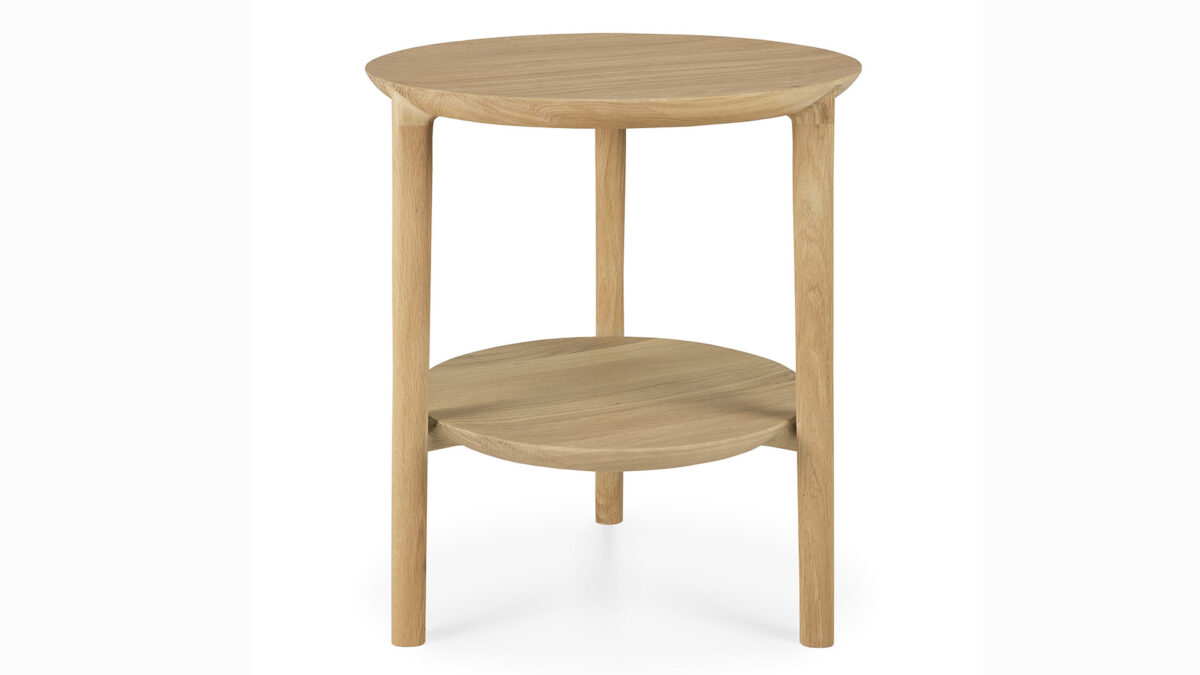 solid oak side table with lower shelf