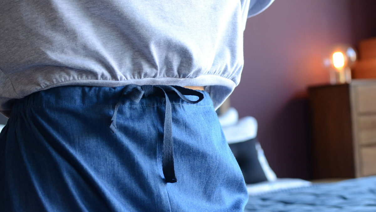 light weight denim trousers tie waist