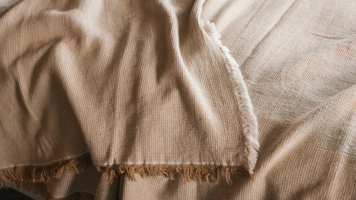 light weight waffle textured bedspread beige