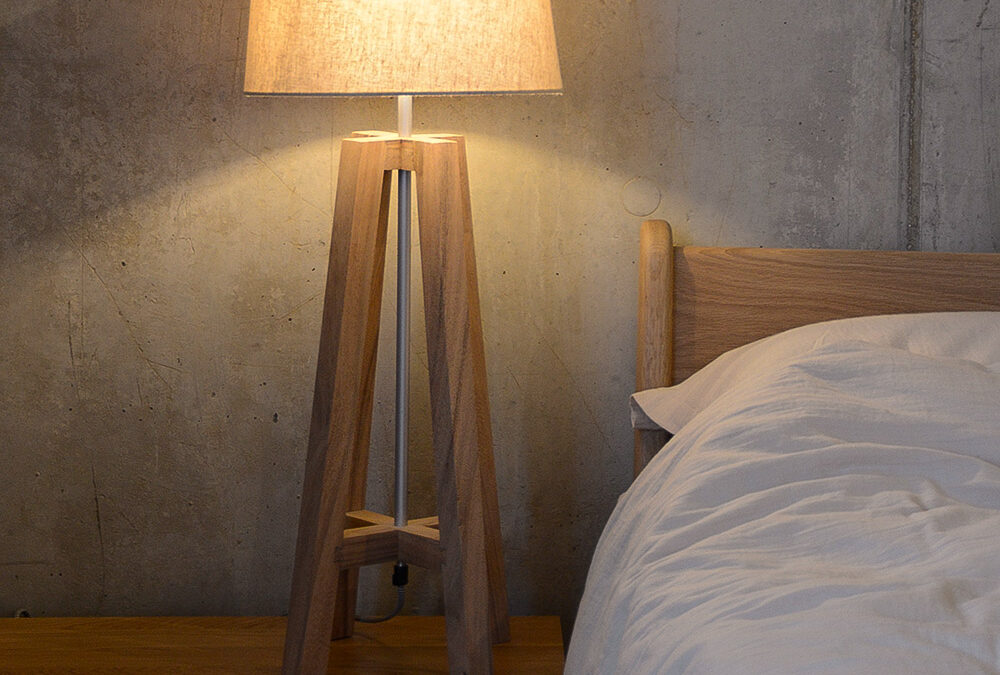light wood cross lamp portrait