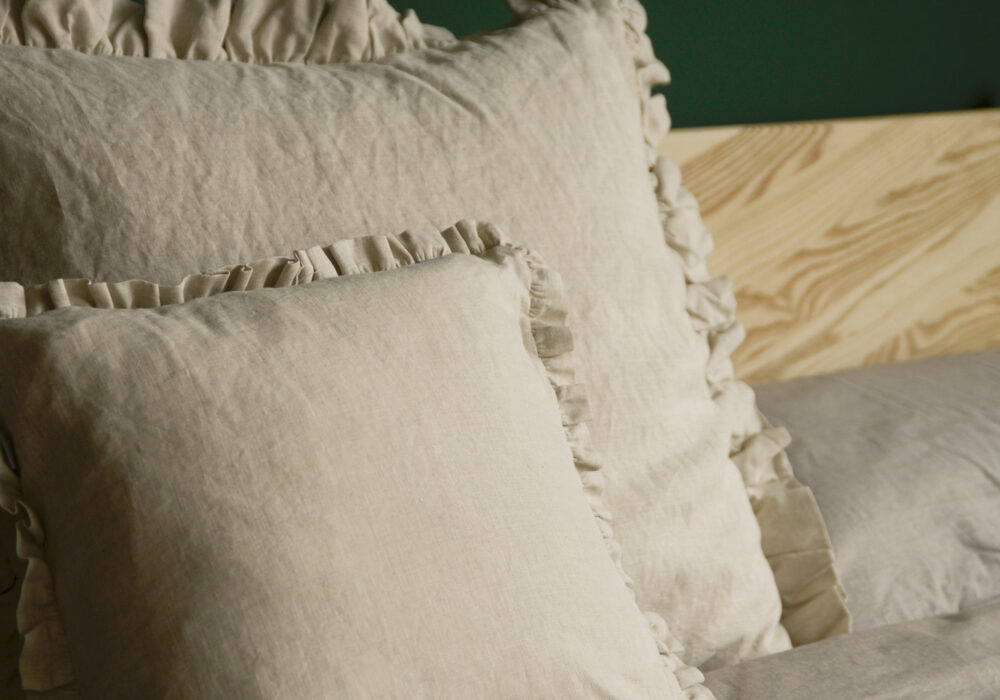 Ruffle Edge Linen Cushions Cushions Natural Bed Company