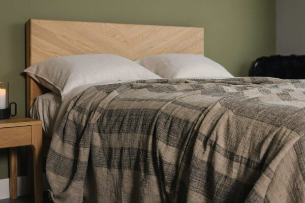 linen bedding with black taupe stripe bedspread