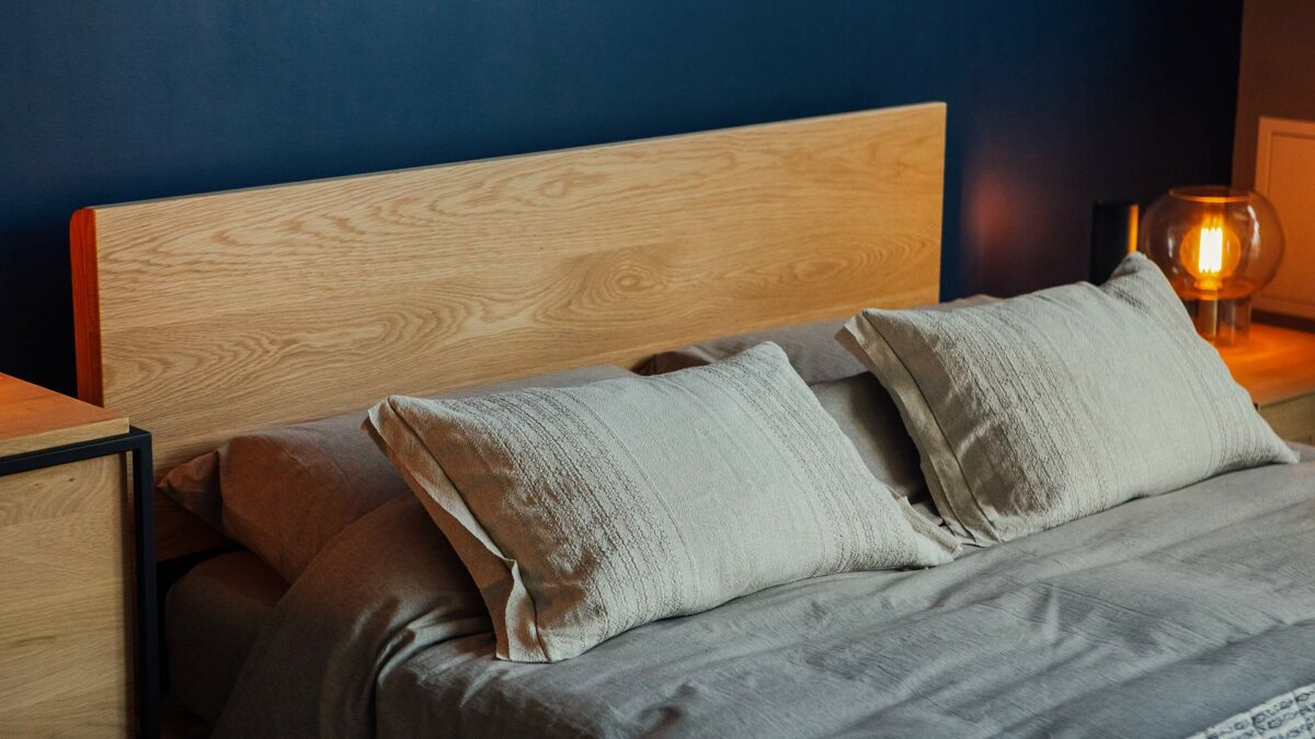 linen blend cushions on malabar bed