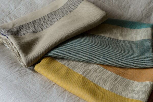 woven 100% Irish linen colour block throws in a choice of 3 colourways