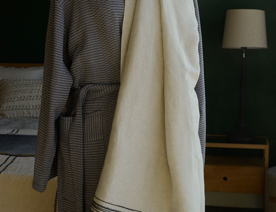 linen blend peshtemal with black stripe detail 1400