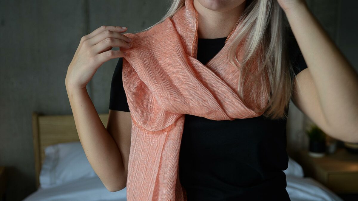 linen scarf orange 1