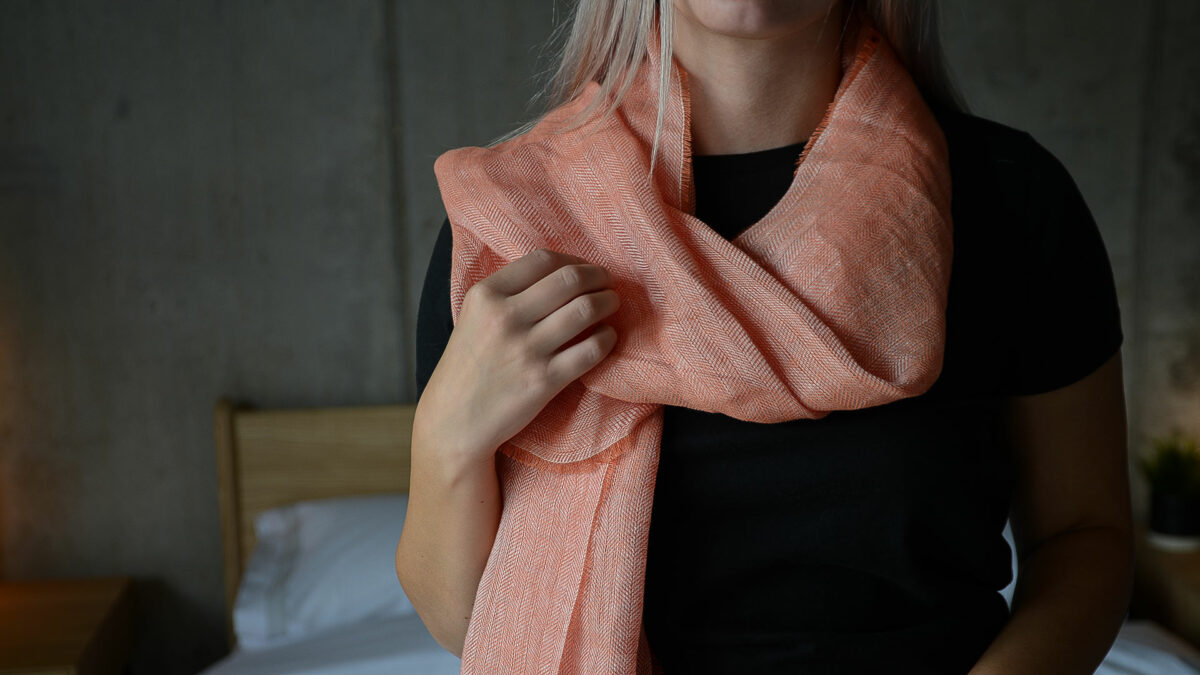 linen scarf orange 2