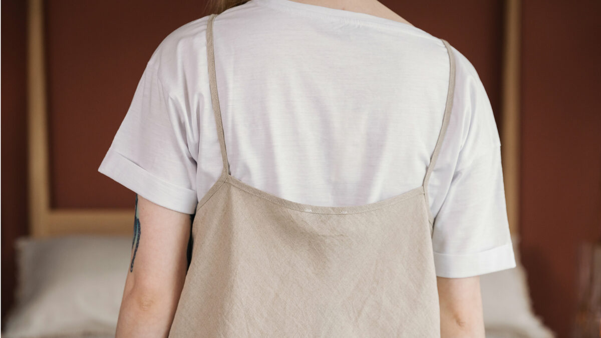 linen slip dress back
