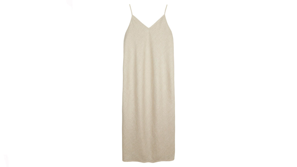 linen slip dress in stone