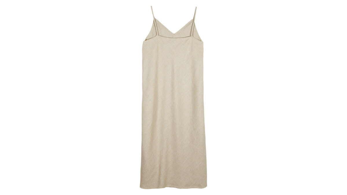 linen slip dress with side slit back view