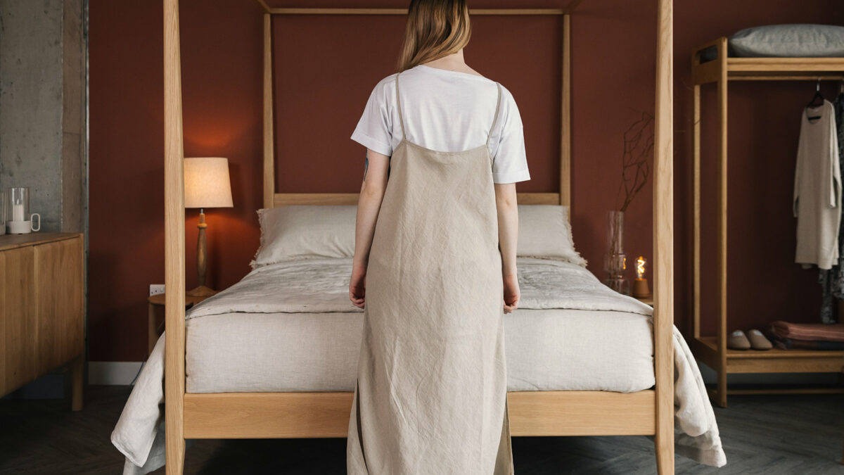linen slip dress with side slit square