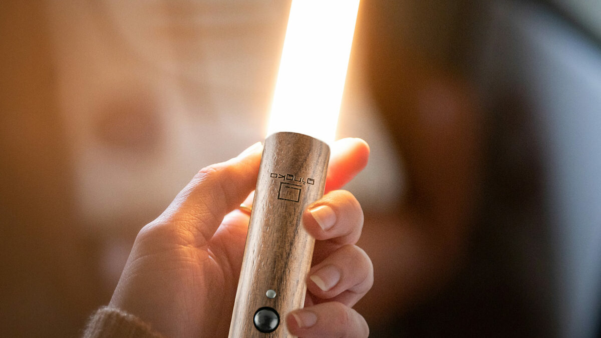 lit walnut baton lamp 1400