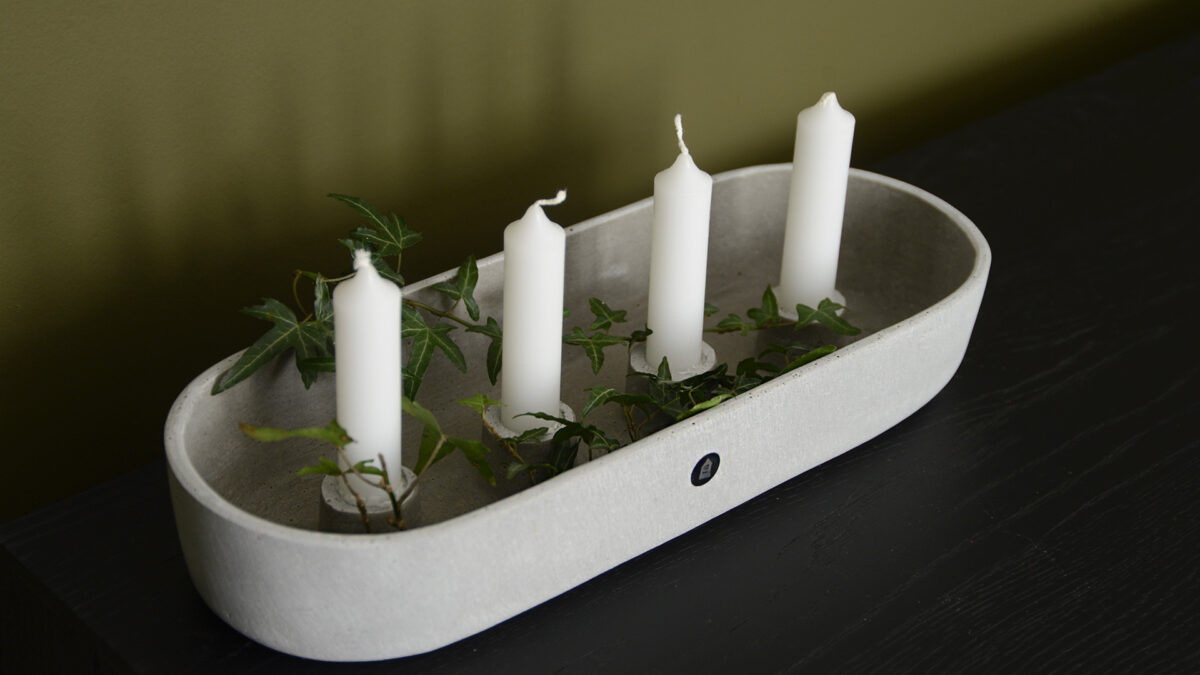 long concrete candle holder
