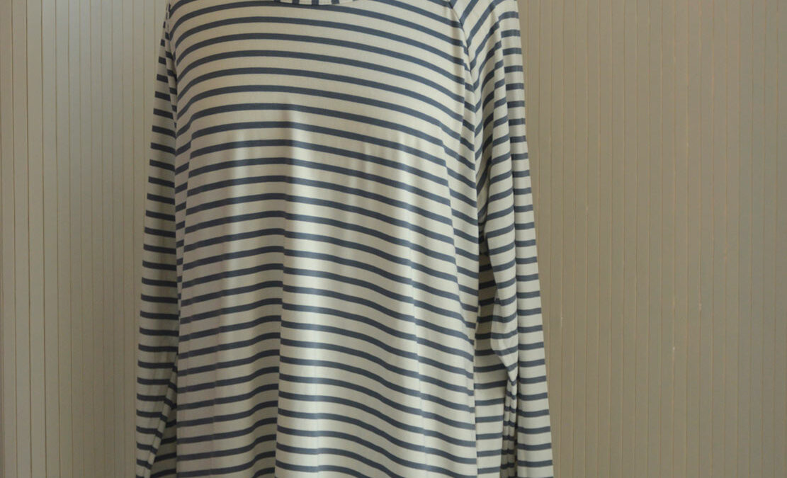 long sleeve striped top grey and ivory 1400