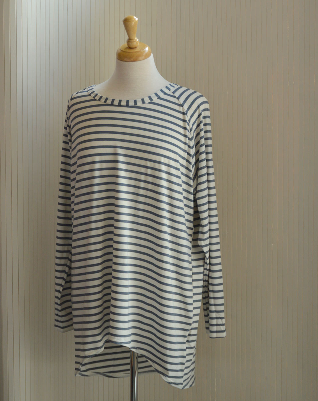 Striped Long Sleeve Top | Ink or Grey | Natural Bed Company