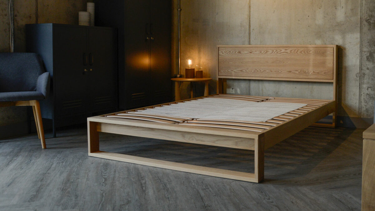 Handcrafted solid wood Leith bed