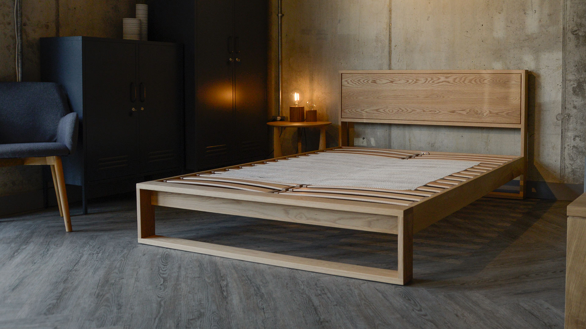 Handcrafted solid wood Leith bed