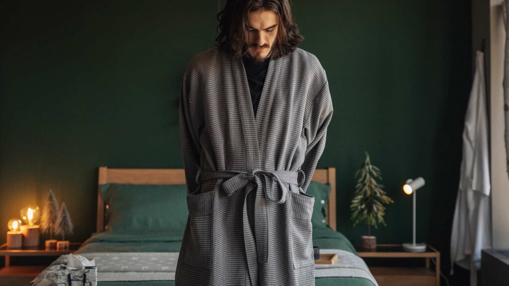luks dark grey luxury robe