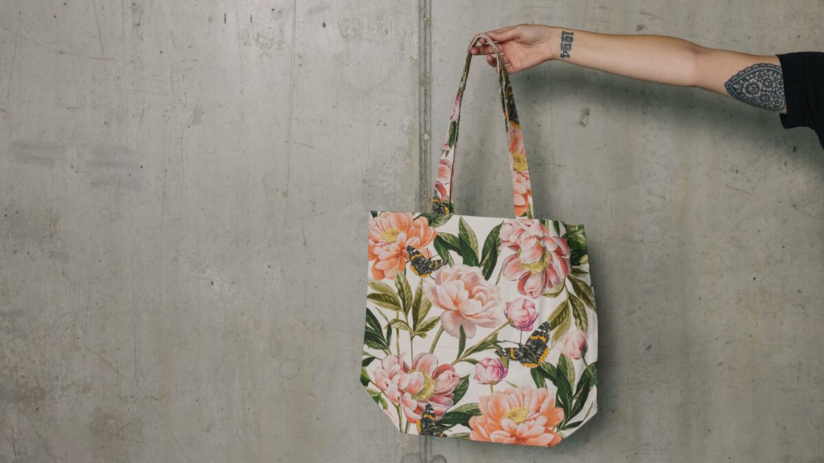 lush floral print tote bag