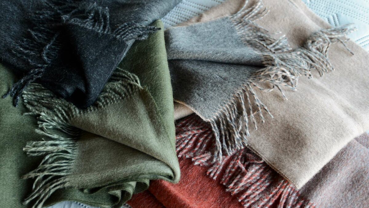 luxury soft baby alpaca wool two-sided scarves in a range of colours