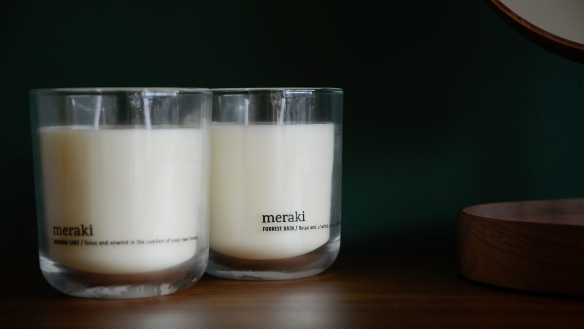 Meraki luxury double wick scented candles in glass jars