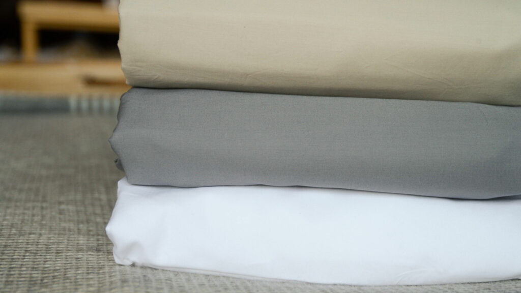 Egyptian cotton bedding in a choice of colours: stone, grey and white