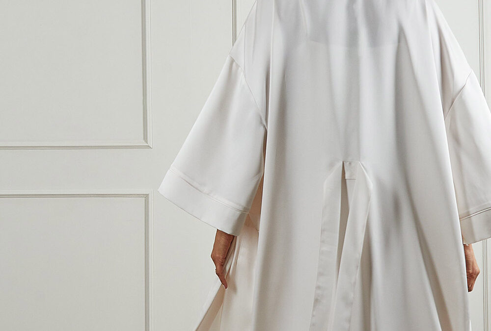 luxury elegant robe in ivory portrait