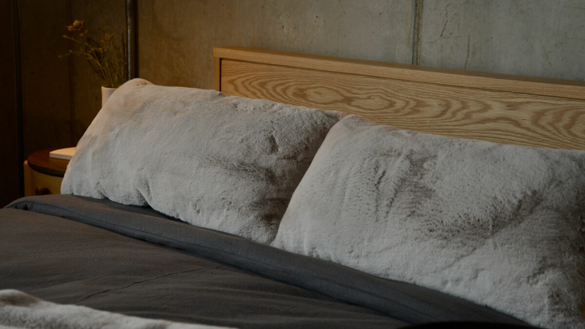 luxury faux fur cushions in greige