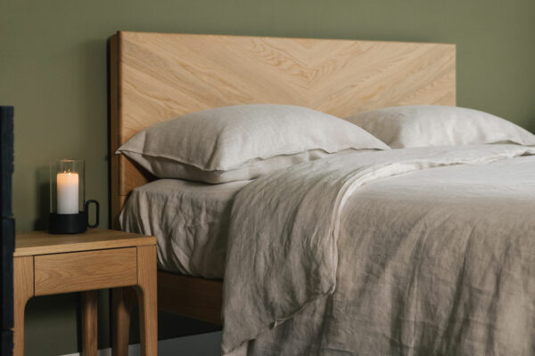 stone coloured linen bedding sets including quilted bedspread, duvet cover sheets and pillowcases