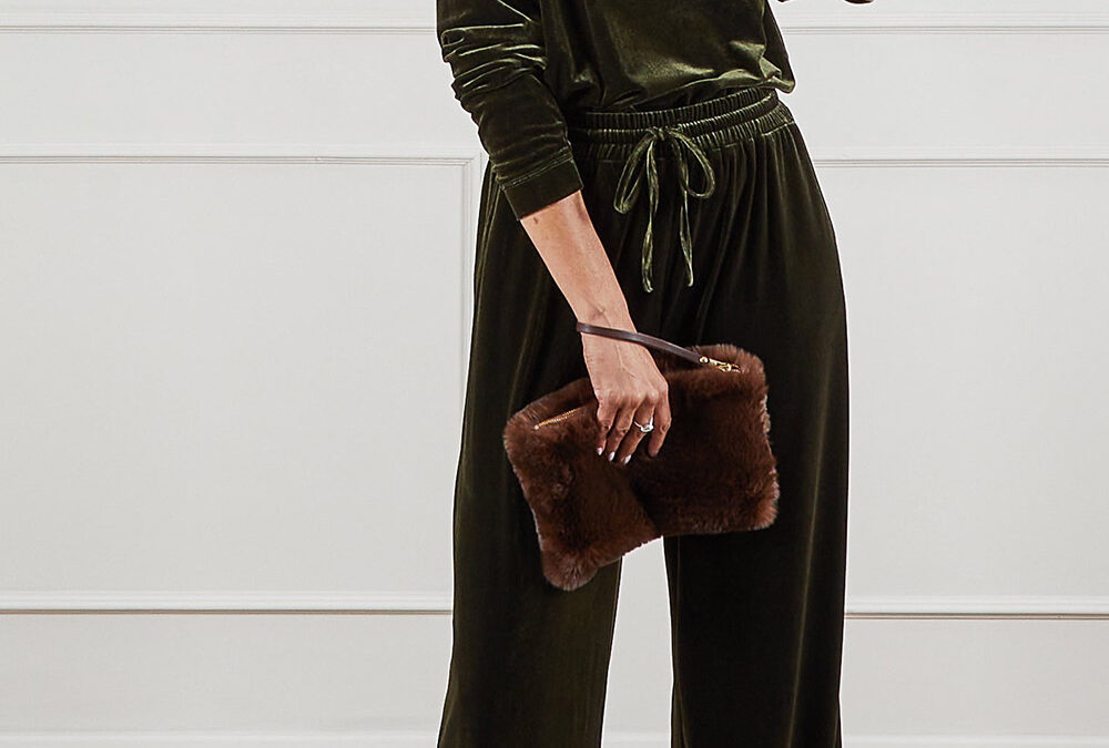 luxury loungewear olive velour top and bottoms