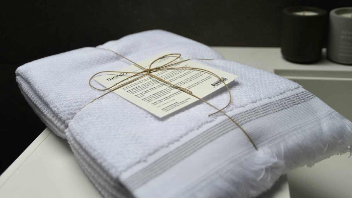 luxury meraki towels in white