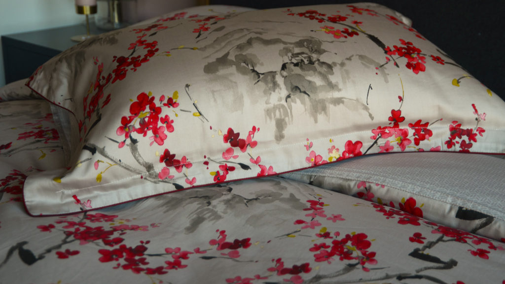 stone cherry blossom print duvet set