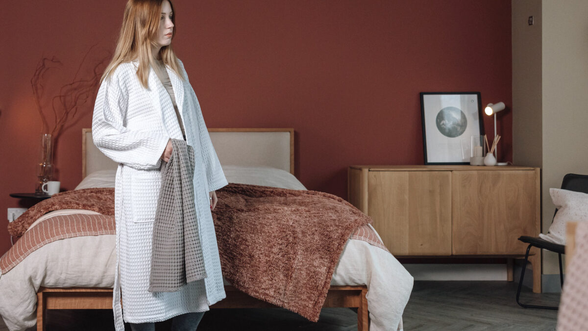 luxury waffle robe white