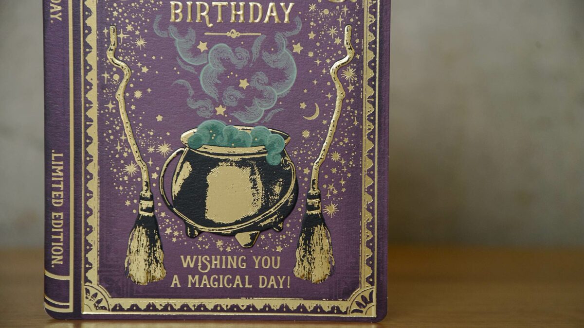 magical birthday book card close up