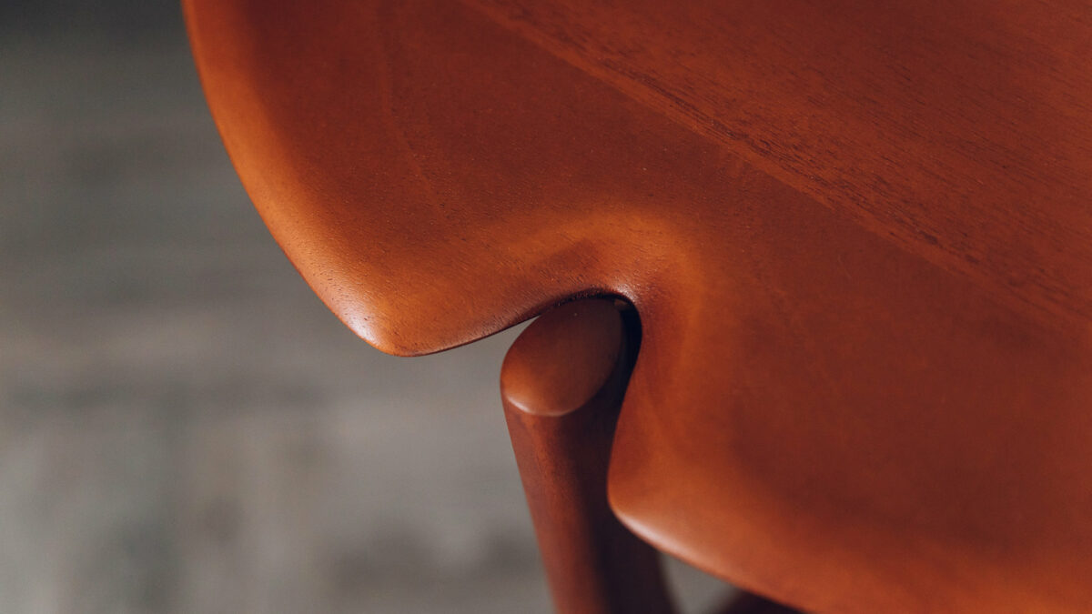 detail view of the mahogany side table from the top