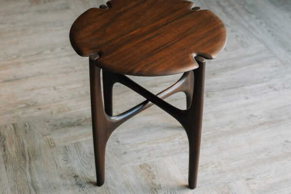 sculptural mid century style dark mahogany side table