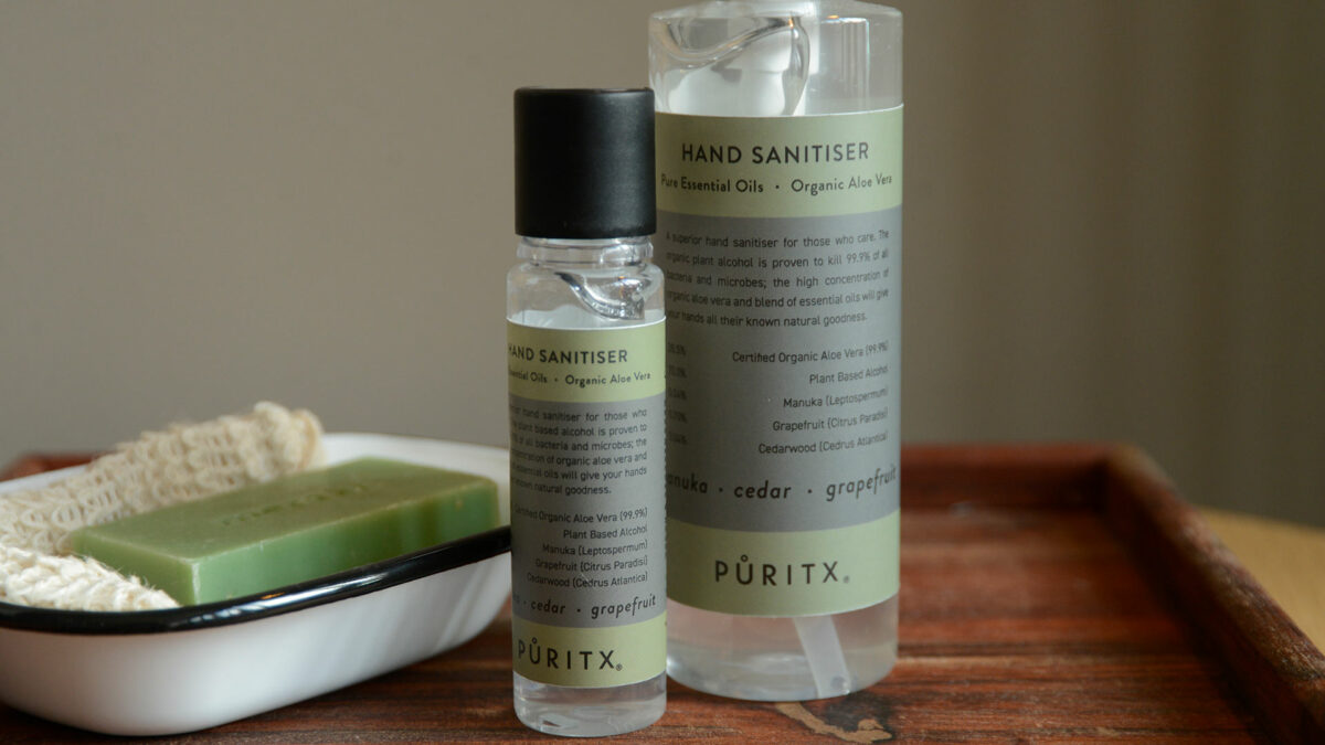 Hand sanitiser in pocket and dispenser sizes cedar and grapefruit scent