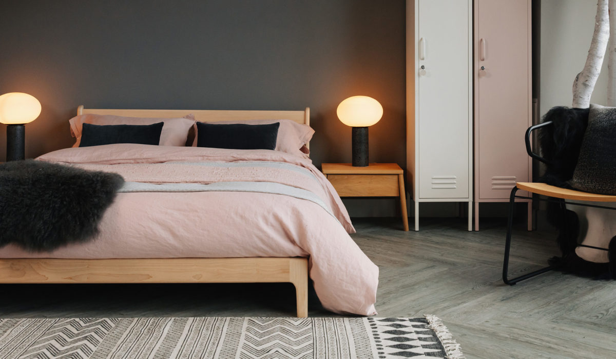 maple pimlico with pink bedding and air bedside tables