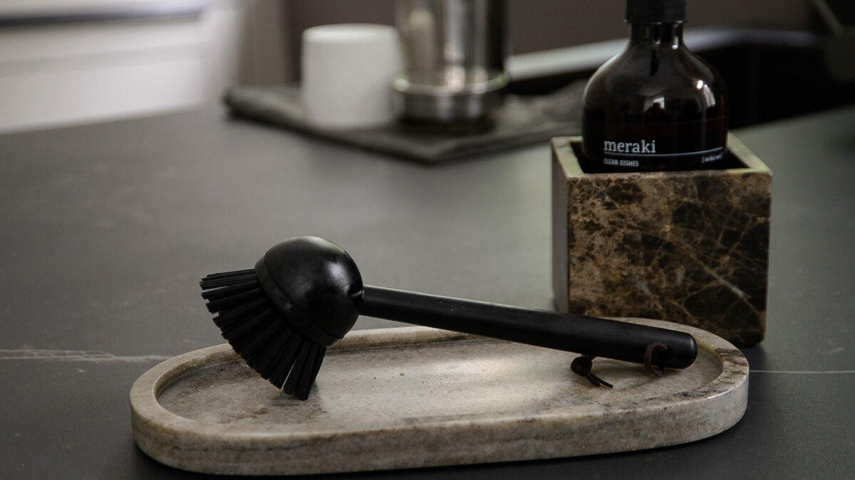 marble tray with marble cube and dish wash set